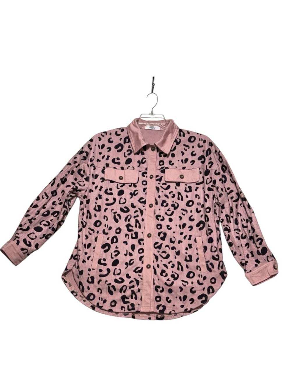 Briley Pink Leopard Print Corduroy Shacket Jacket Women’s Size Medium